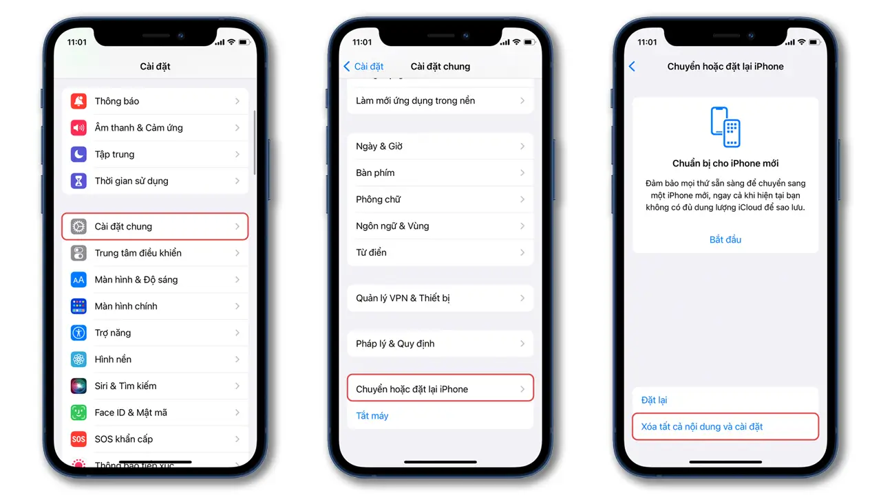 Hướng dẫn cách reset iphone khôi phục cài đặt gốc ban đầu.