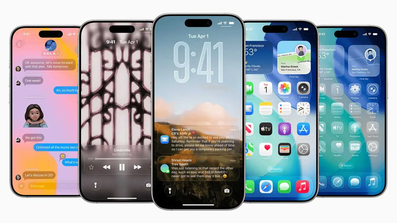 Giao diện iOS 26 với phong cách thiết kế "Kính Lỏng" - Liquid Glass